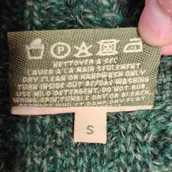 Carraig Donn Cardigan Women's Sz Small Green Sweater Pure New Wool One Button - Picture 4 of 5